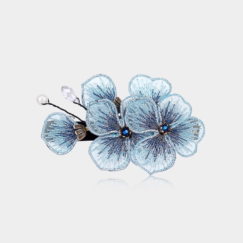 Fermaglio farfalla ricamato fiore