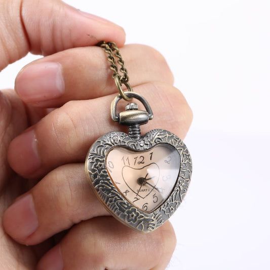 Orologio da taschino cuore marrone