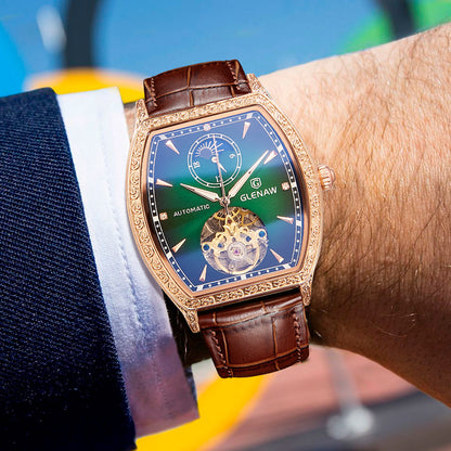 Orologio automatico traforato pelle luminescente