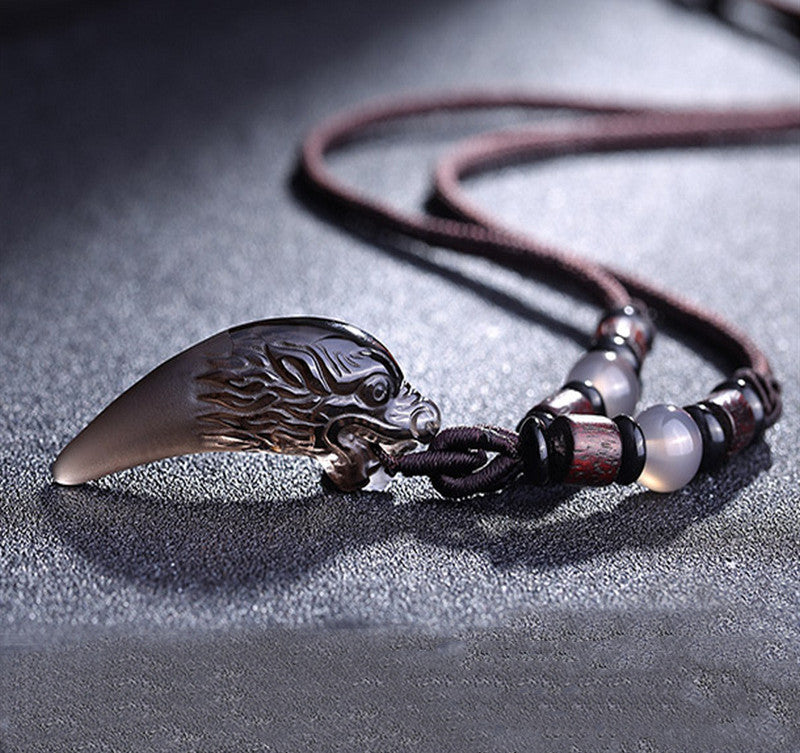 Collana dente di lupo in ossidiana