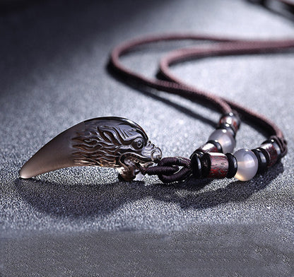 Collana dente di lupo in ossidiana