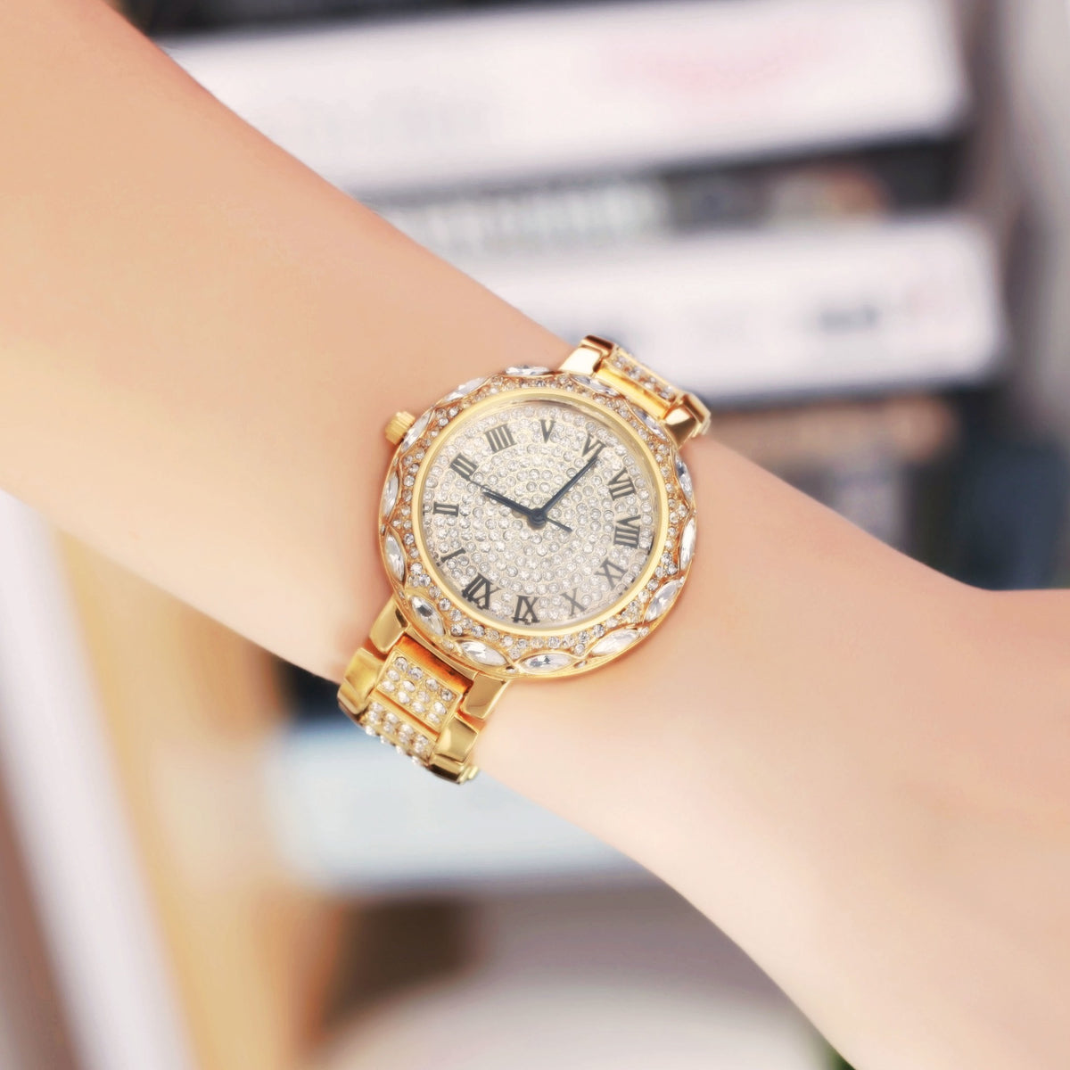 Orologio al quarzo con diamanti impermeabile