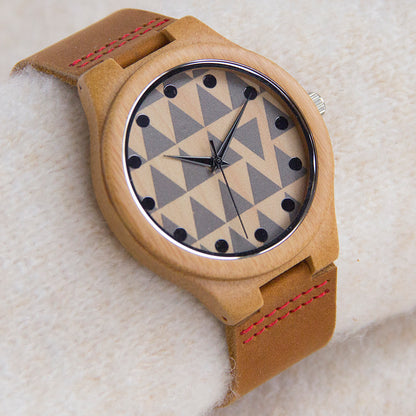 Orologio pelle cinturino bambù