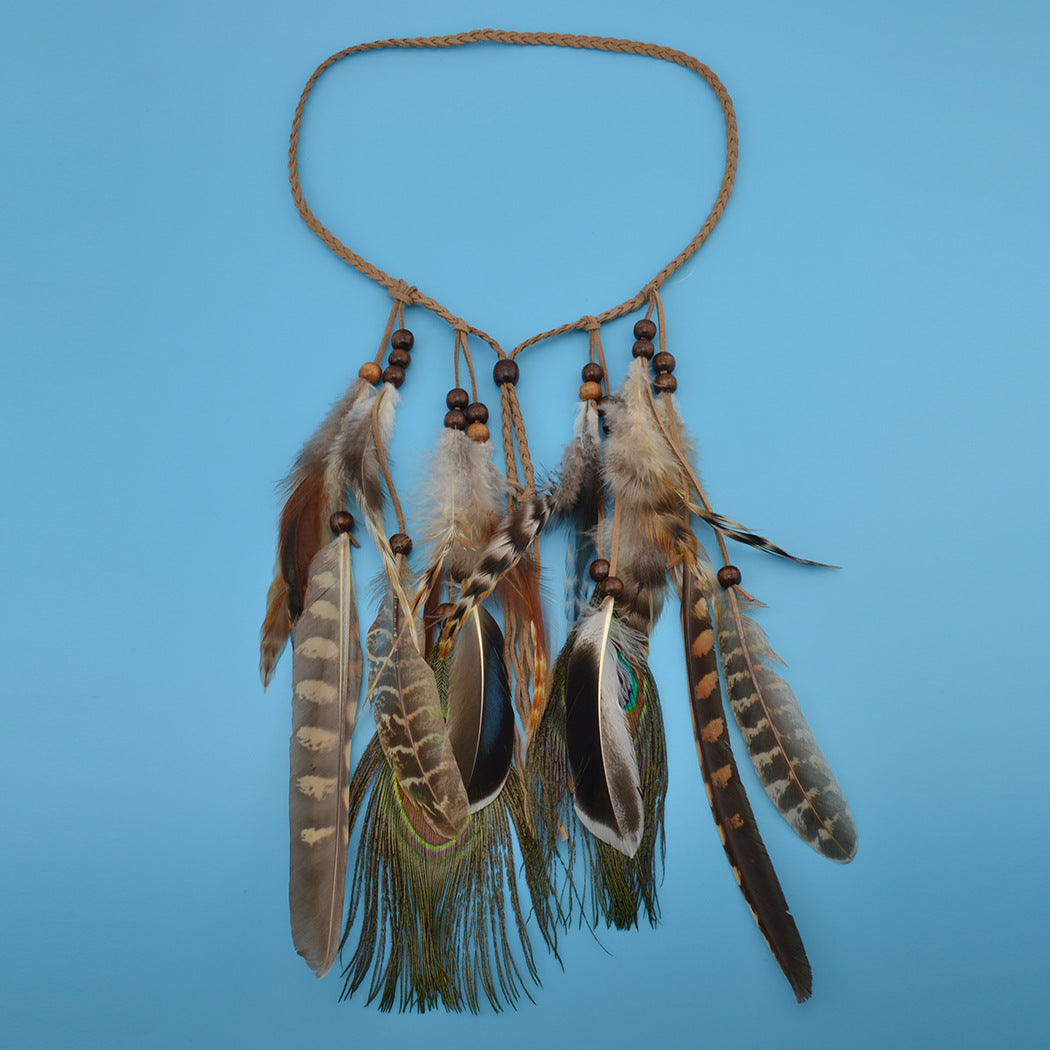 Fascia capelli penna pavone