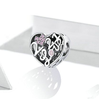 Braccialetto perline argento amore