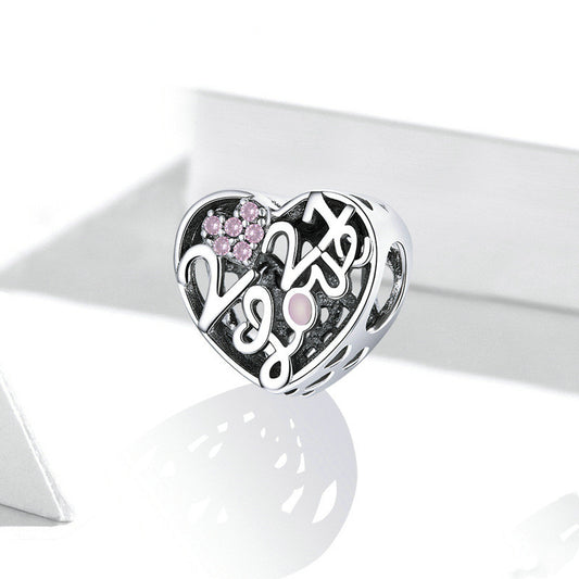 Braccialetto perline argento amore