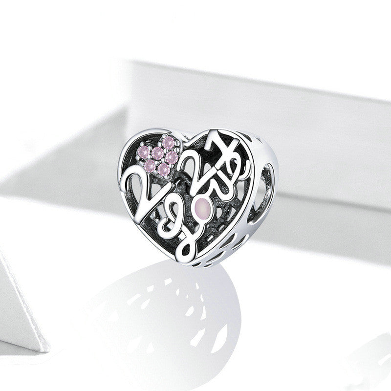 Braccialetto perline argento amore