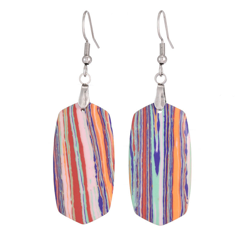Orecchini boho a righe multicolore