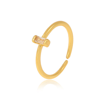 Anello rame rettangolare zirconi