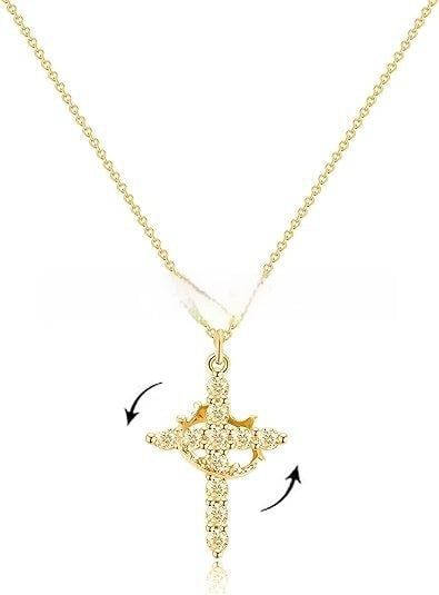 Collana croce coronata con zircone