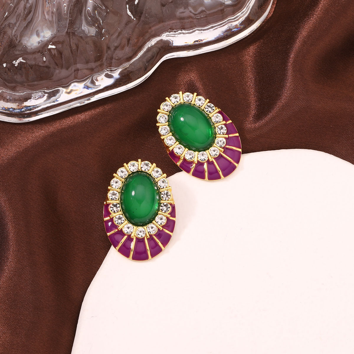 Anello design geometrico verde