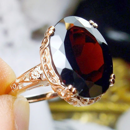 Anello retro zircone rosso