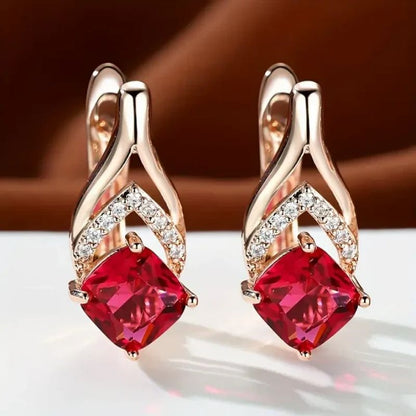 Orecchini oro rosa zircone rosso