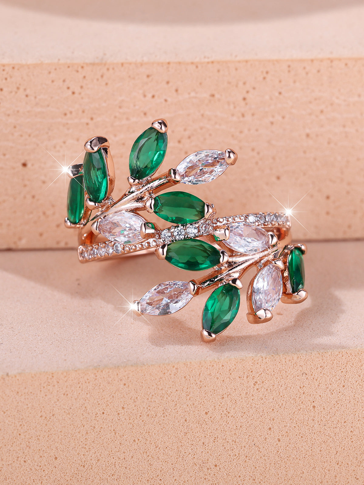 Anello Zircone Foglia