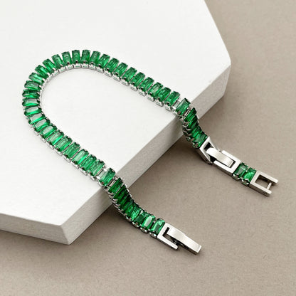 Bracciale acciaio zirconi colorati geometrico