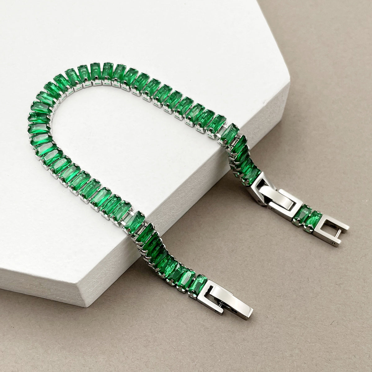 Bracciale acciaio zirconi colorati geometrico