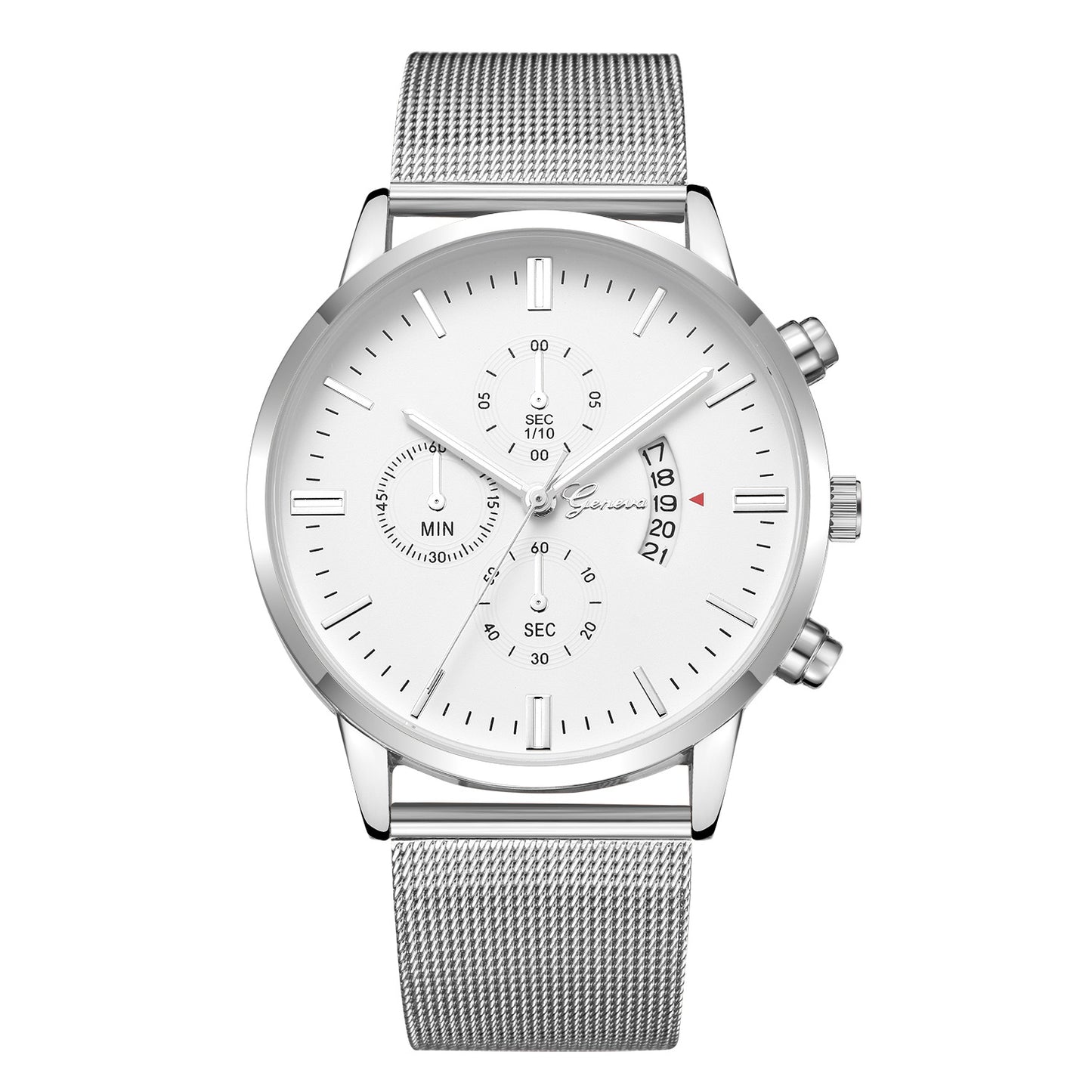 Orologio calendario mesh acciaio