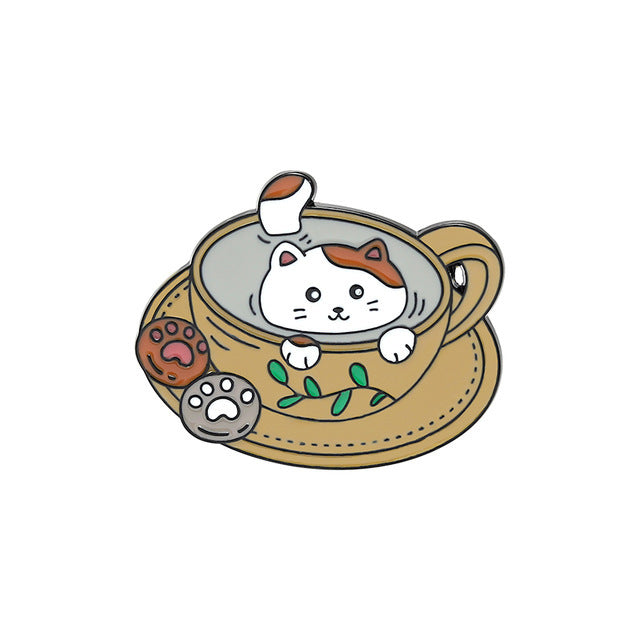 Spilla gatto e caffè