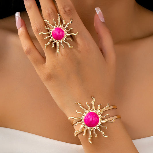 Set bracciale e anello girasole
