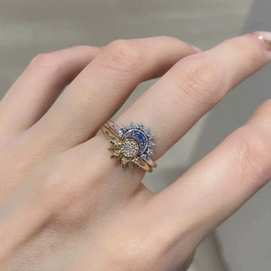 Anello luna sole zircone