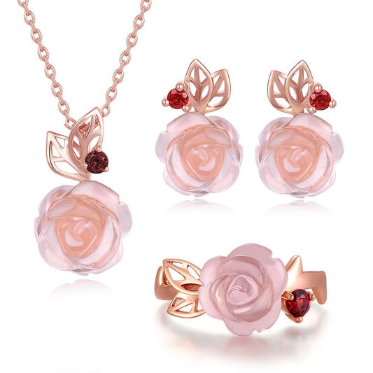 Set gioielli quarzo rosa