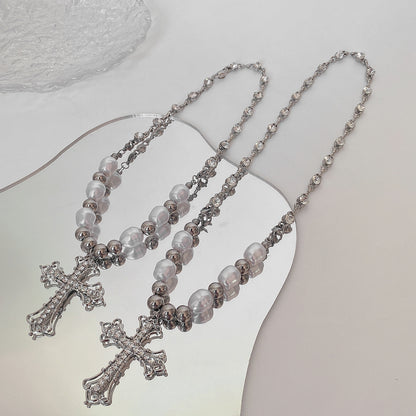 Collana croce perle catena