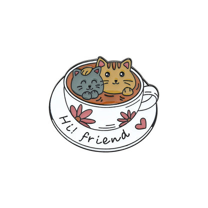 Spilla gatto e caffè
