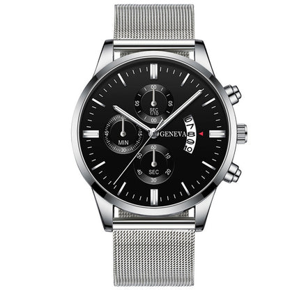 Orologio calendario quarzo mesh