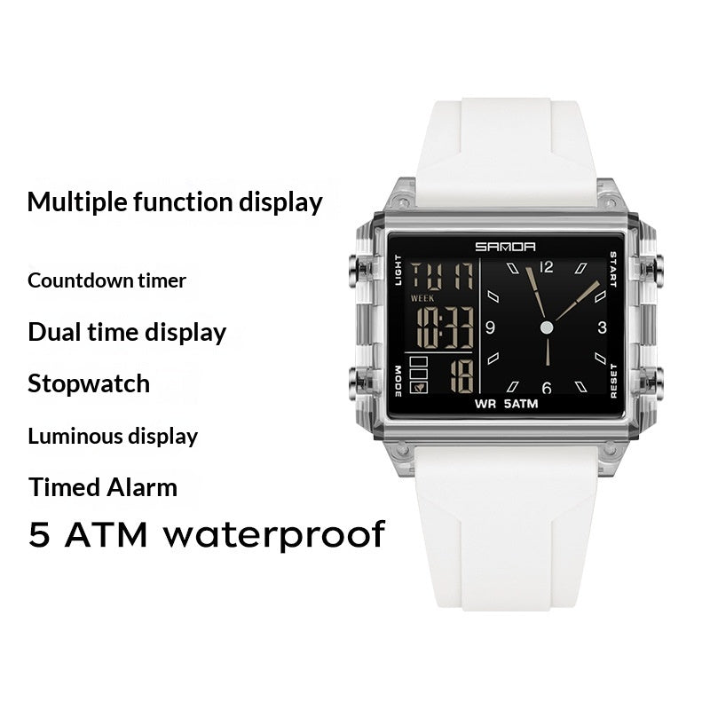 Orologio sportivo quadrato con quadrante grande