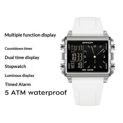 Orologio sportivo quadrato con quadrante grande