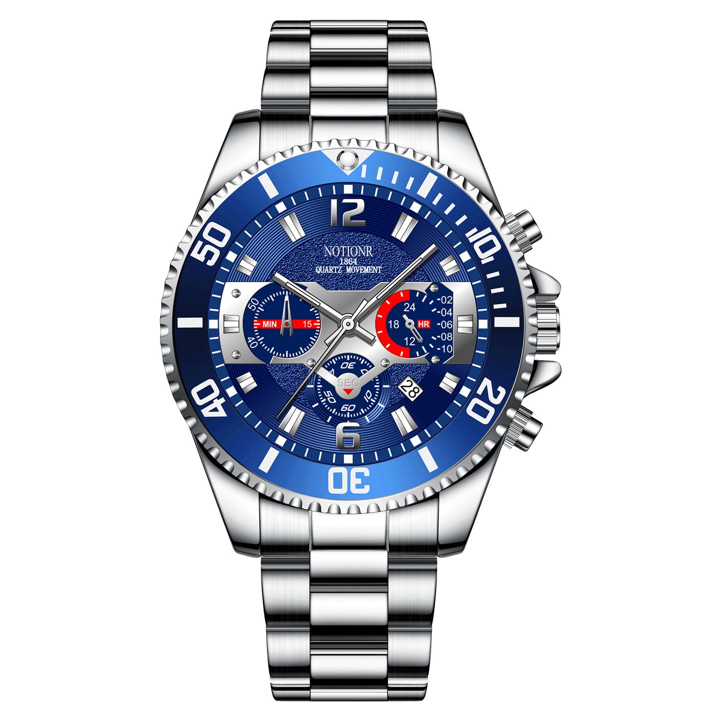 Orologio acciaio con calendario da uomo leggero
