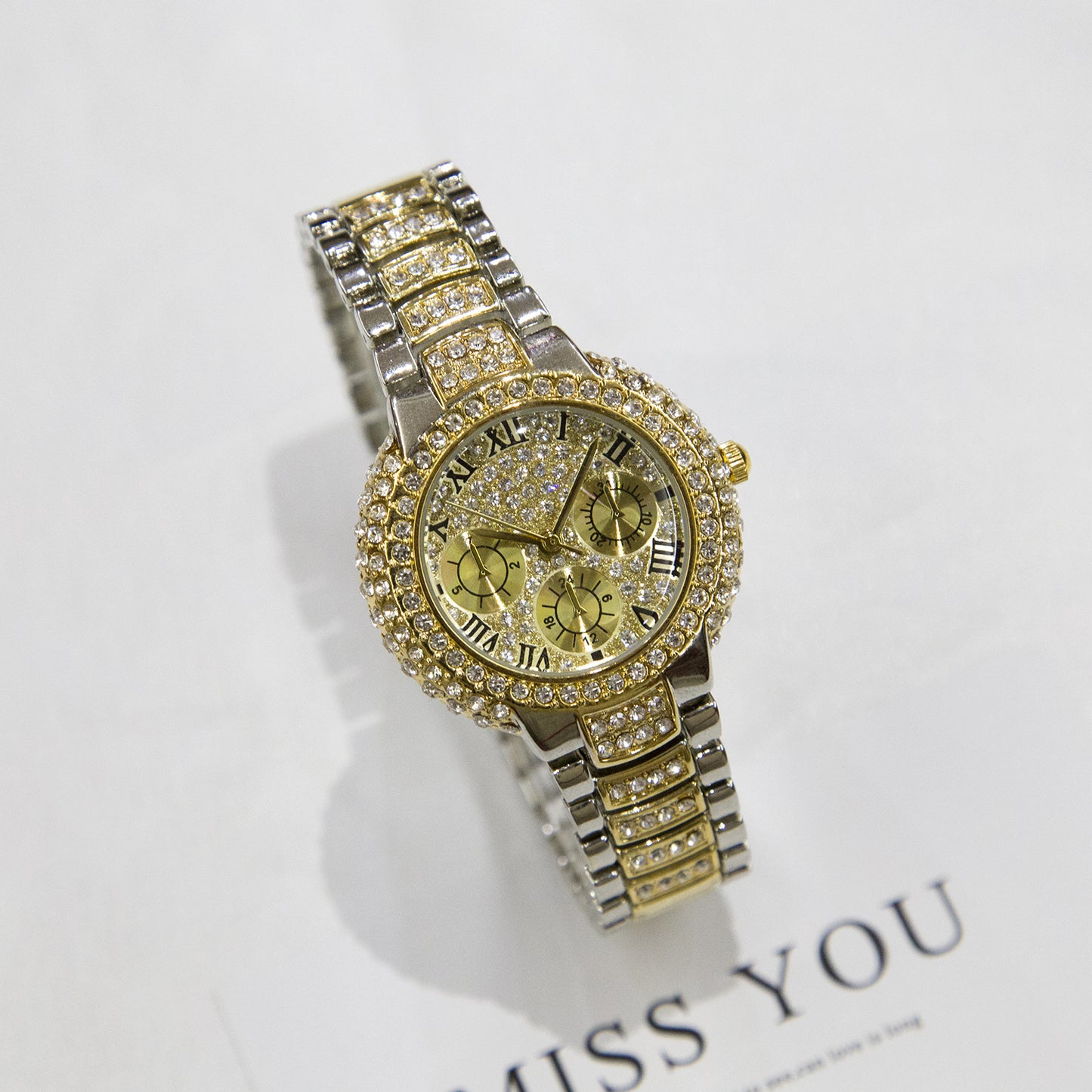 Orologio donna tre quadranti diamantato