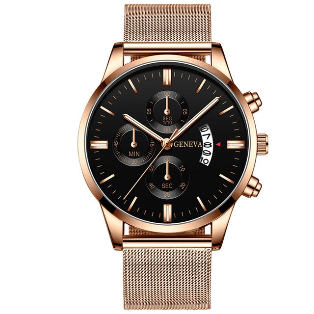 Orologio calendario quarzo mesh