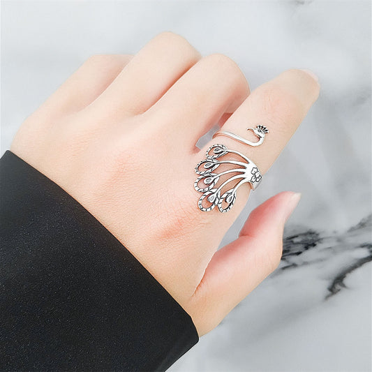 Anello pavone argento