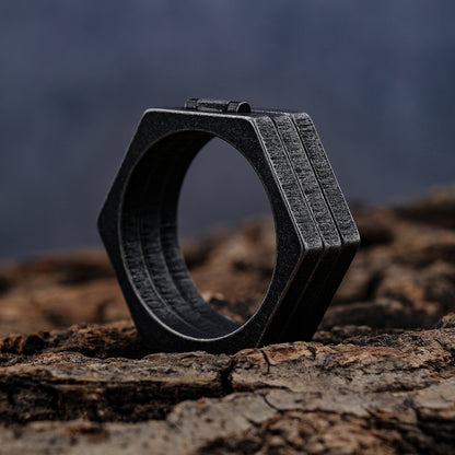 Anello titanio retrò minimalista