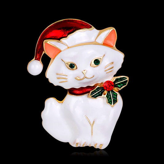 Spilla gatto natalizia