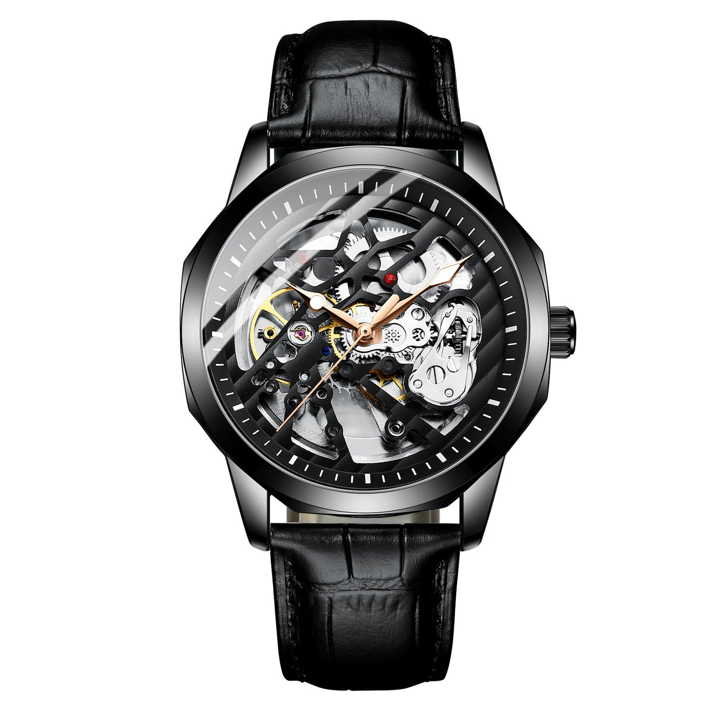 Orologio meccanico automatico uomo con quadrante scheletrato