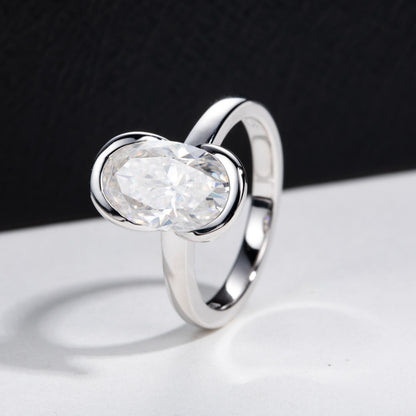 Anello argento moissanite ovale da donna