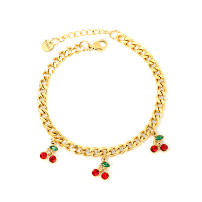 Bracciale ciliegia placcato oro
