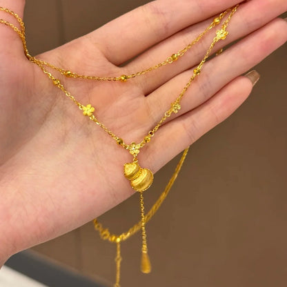 Collana Doppio Filo Fiori e Nappine