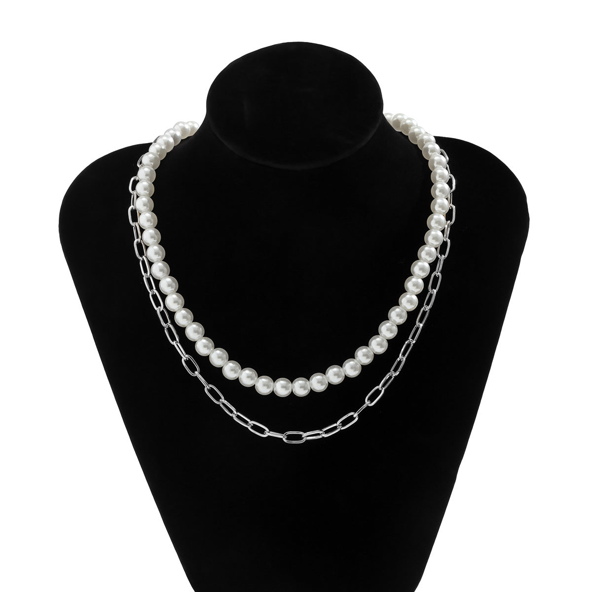 Collana doppio strato perle da uomo