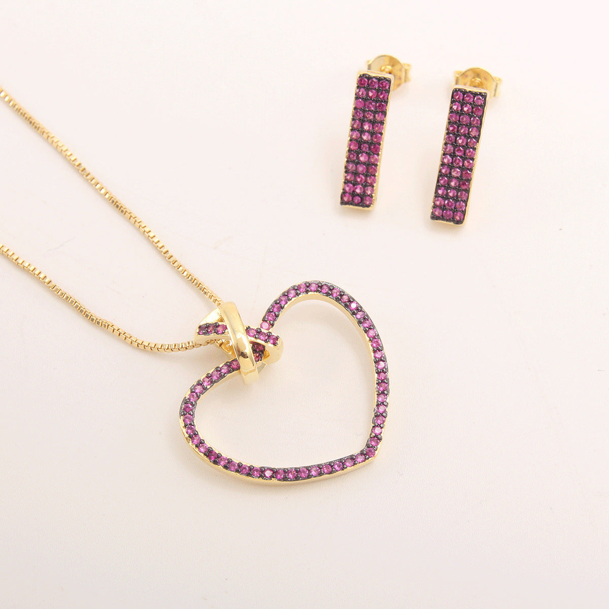 Set collana cuore con zirconi