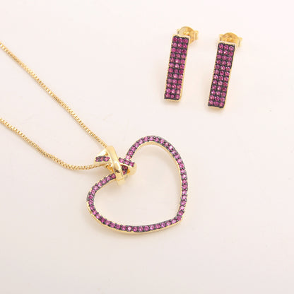 Set collana cuore con zirconi