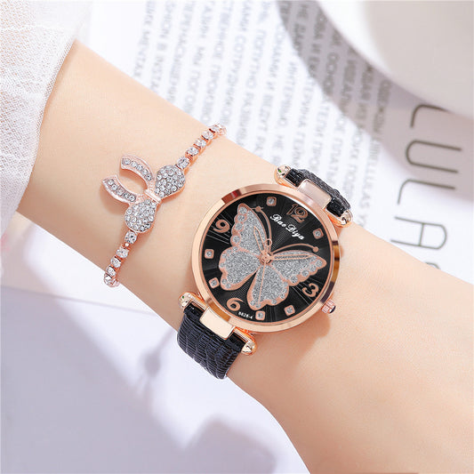 Orologio quarzo farfalla glitter