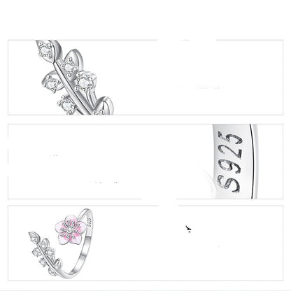 Anello charm fiore rosa