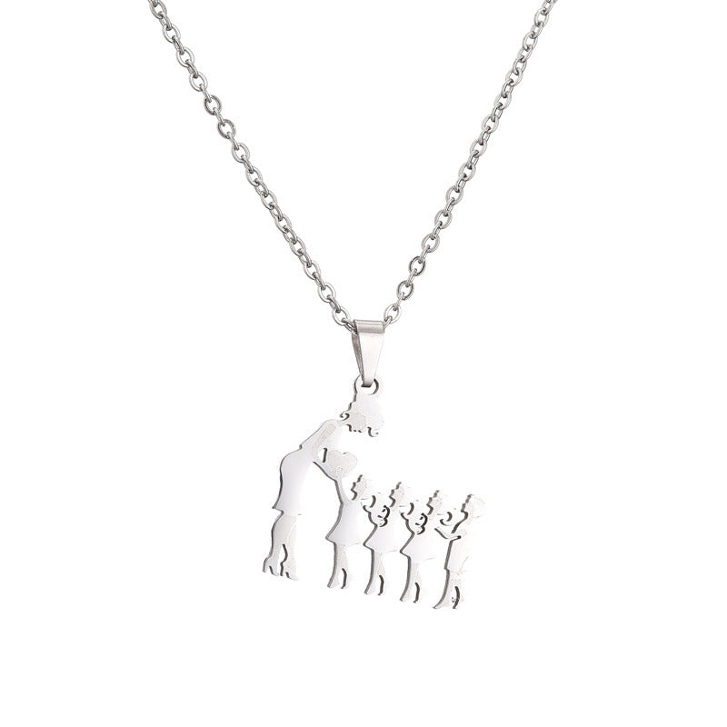 Collana acciaio titanio madre-figlio