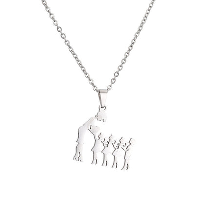 Collana acciaio titanio madre-figlio
