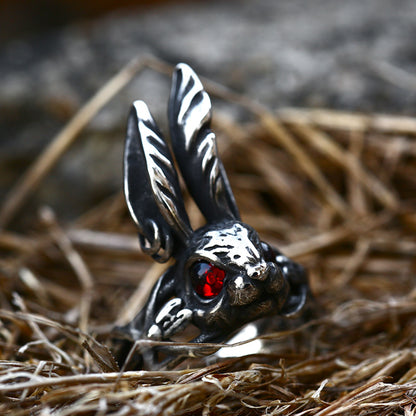 Anello zodiacale coniglio d'acciaio