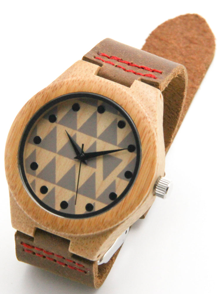 Orologio pelle cinturino bambù
