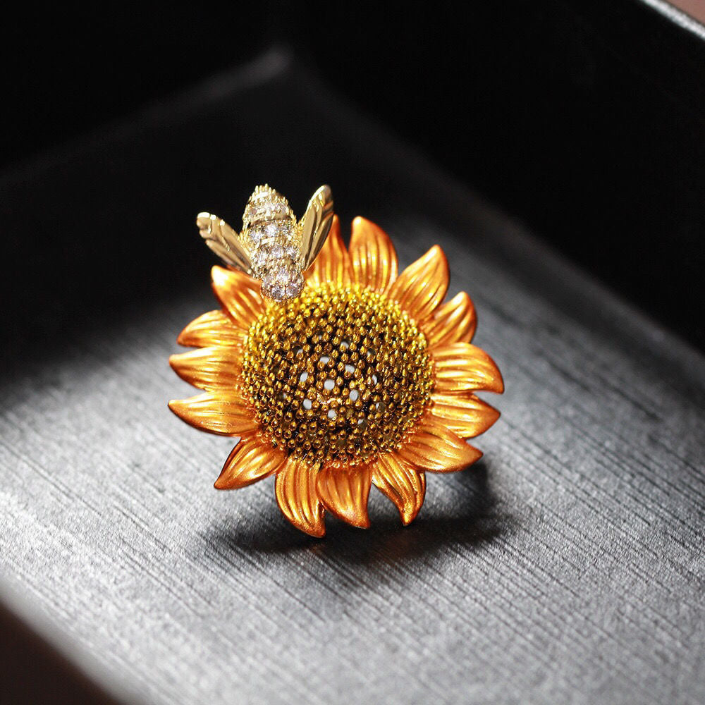 Spilla girasole ape zircone